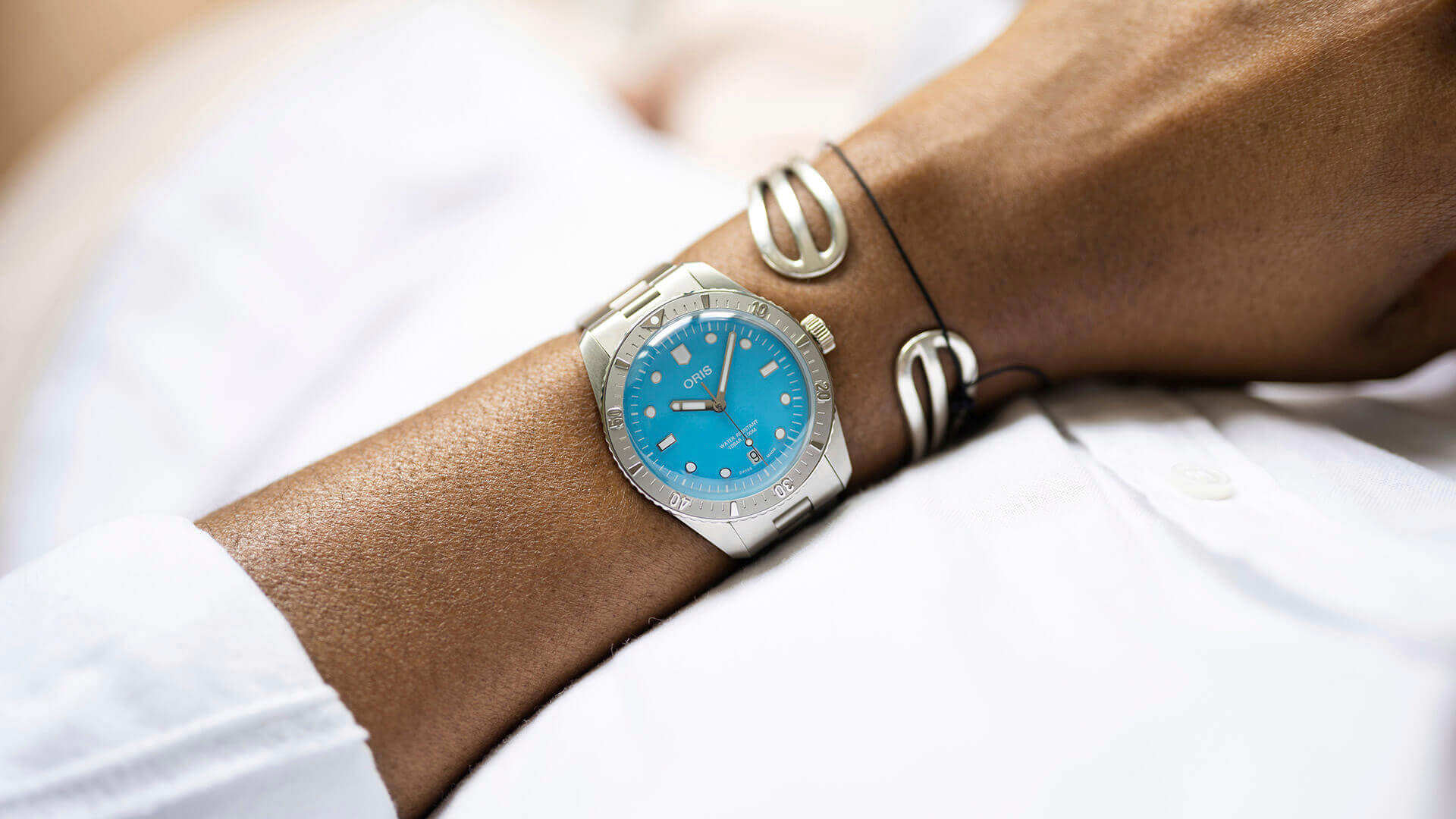 01 733 7771 4055-07 8 19 18 Oris Divers Sixty-Five 38 Cotton Candy ljusblå