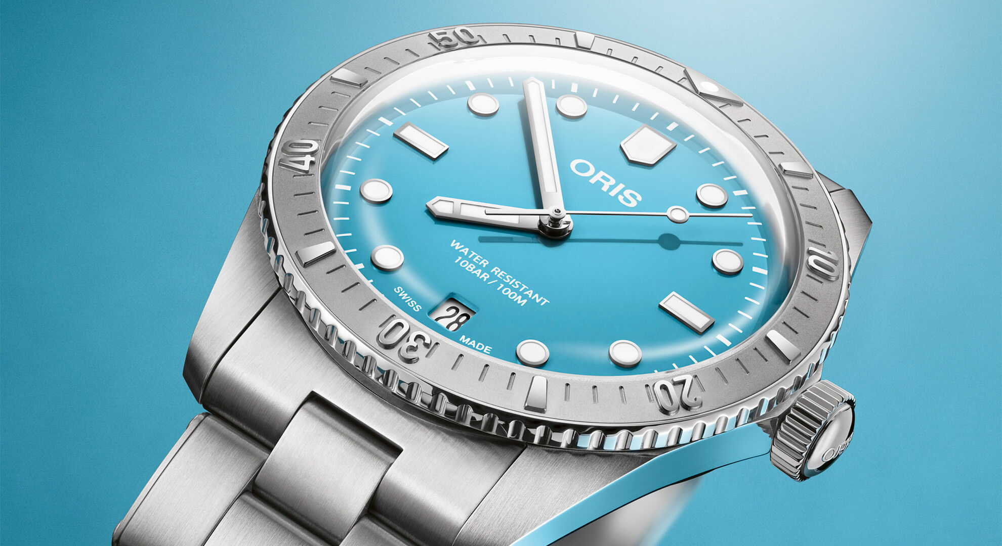 01 733 7771 4055-07 8 19 18 Oris Divers Sixty-Five 38 Cotton Candy ljusblå