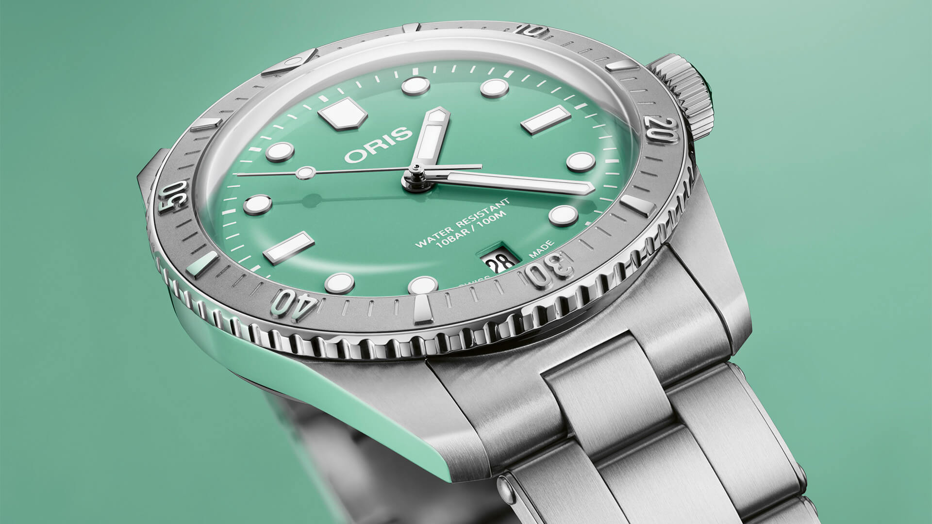 01 733 7771 4057-07 8 19 18 Oris Divers Sixty-Five 38 Cotton Candy mintgrön