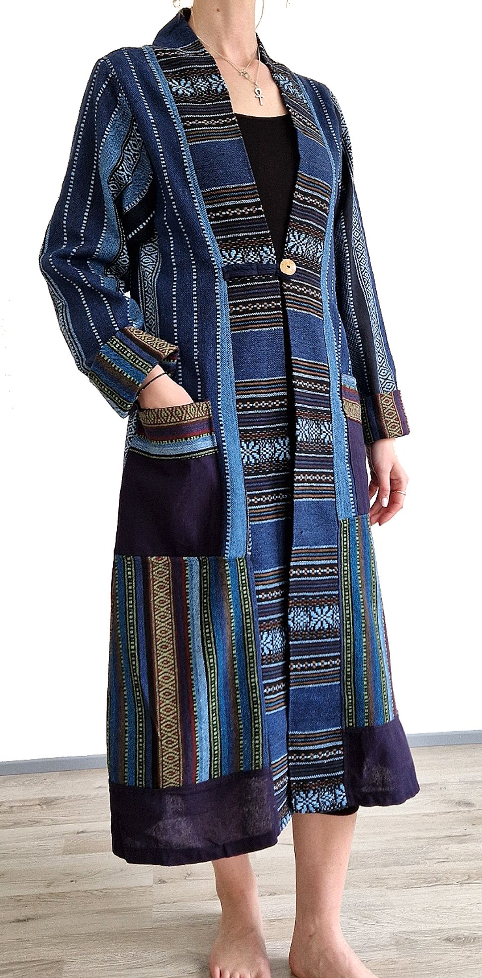 Kaftan i mönstrad bomull