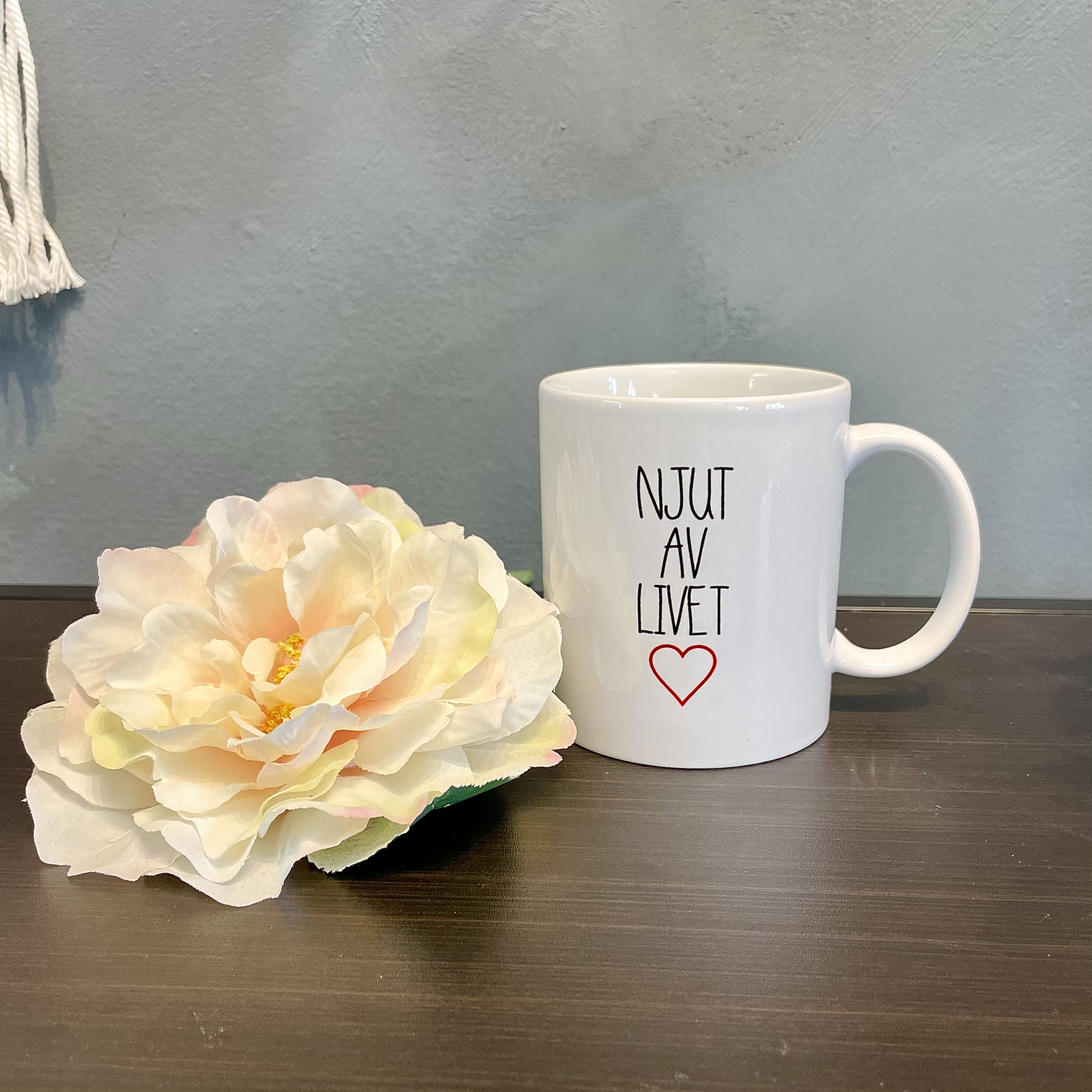 Mugg "Njut av livet" ,10cm - 2
