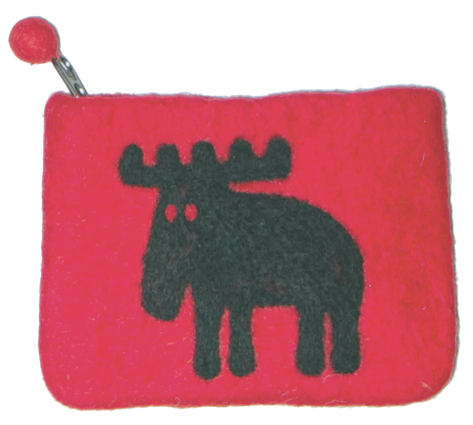 Handfelted wool purse 100% wool, red
