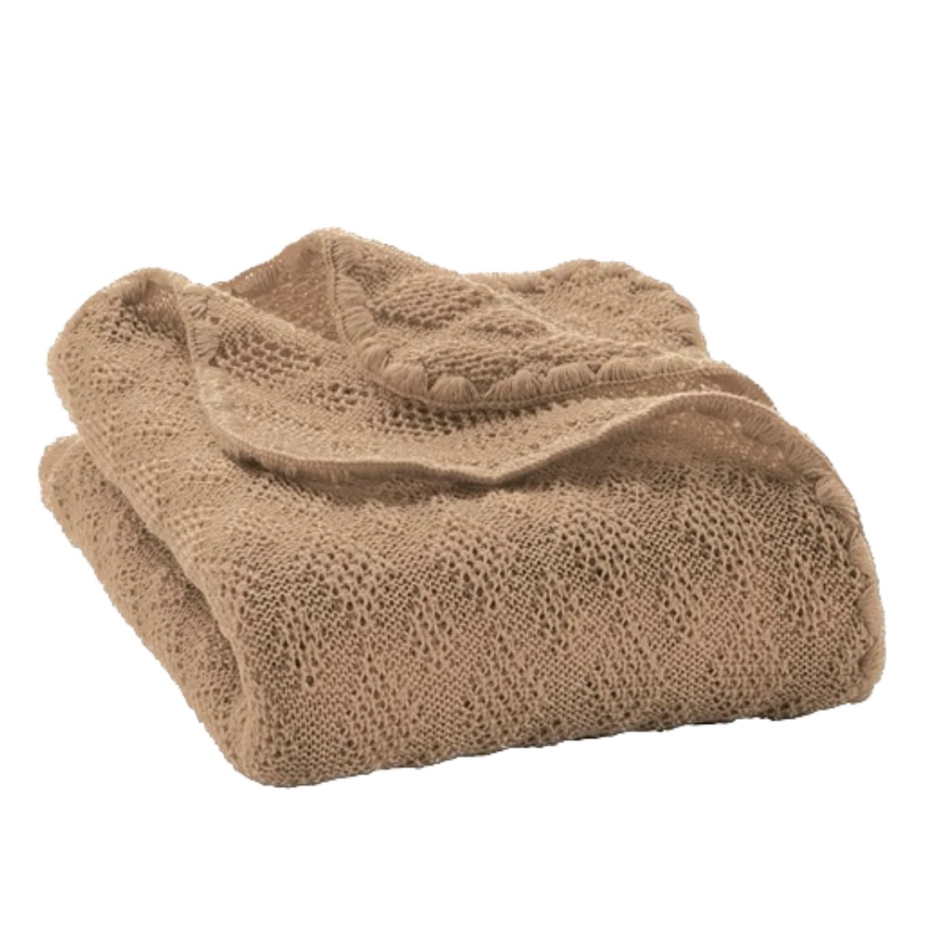 Karamell mjuk hålmönstrad babyfilt i ekologisk ull från Disana -  caramel