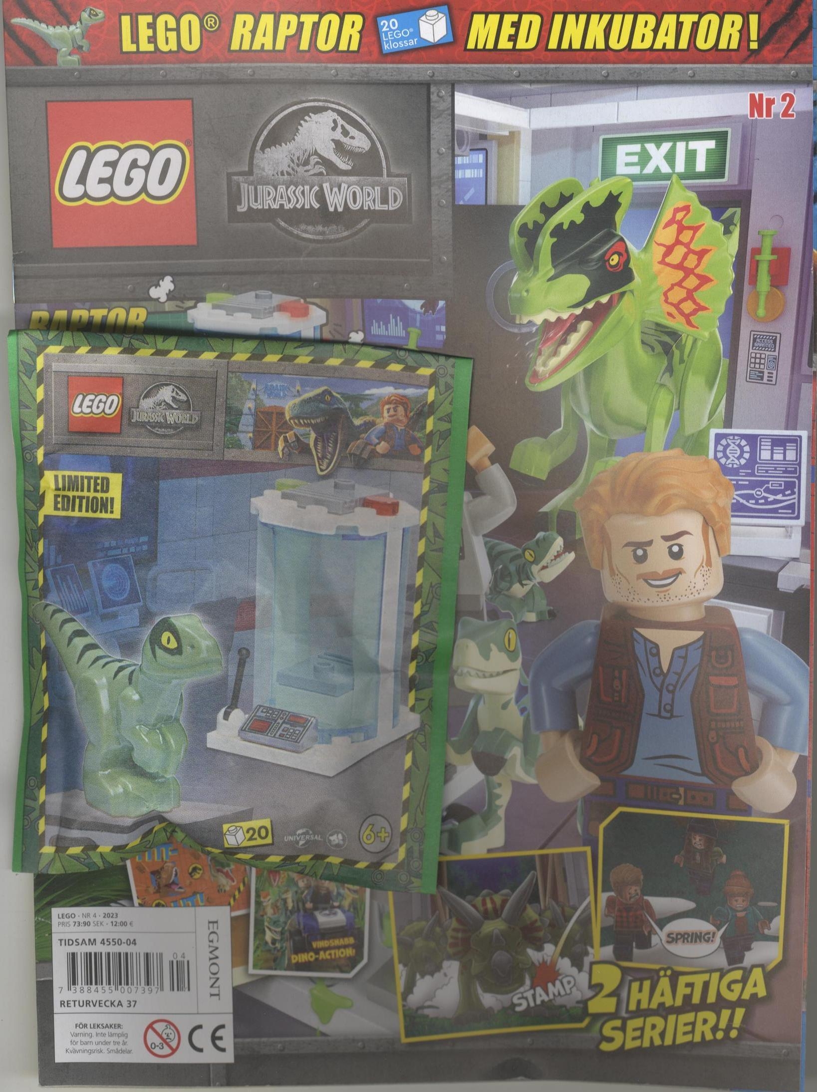 LEGO nr 4 2023, Lego minifigur: Raptor med inkubator!