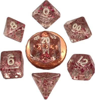 Mini Polyhedral Dice Set Ethereal Light Purple with White Numbers