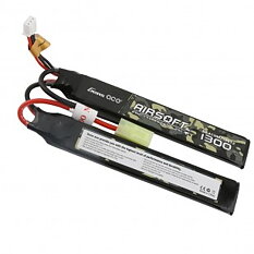 Gens ace 25C 1300mAh 2S1P 7.4V Saddle Airsoft Gun Lipo Battery with mini Tamiya Plug
