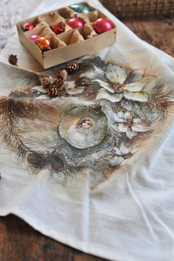 Kökshandduk - Julkrans - Eko - Bomull - Natur - 50x70 cm
