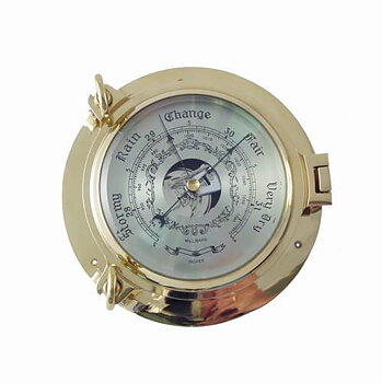 porthole barometer, brass, Ø 14.5 cm.