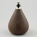 Karin Björquist (Prunella 1950s) Brown Raindrop Vase with Black/White Details 17 cm