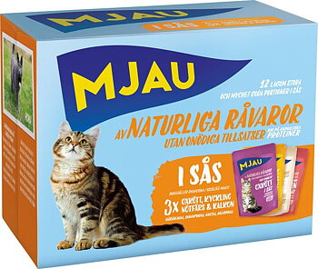 Mjau Bitar i sås med kött mix 12x85g