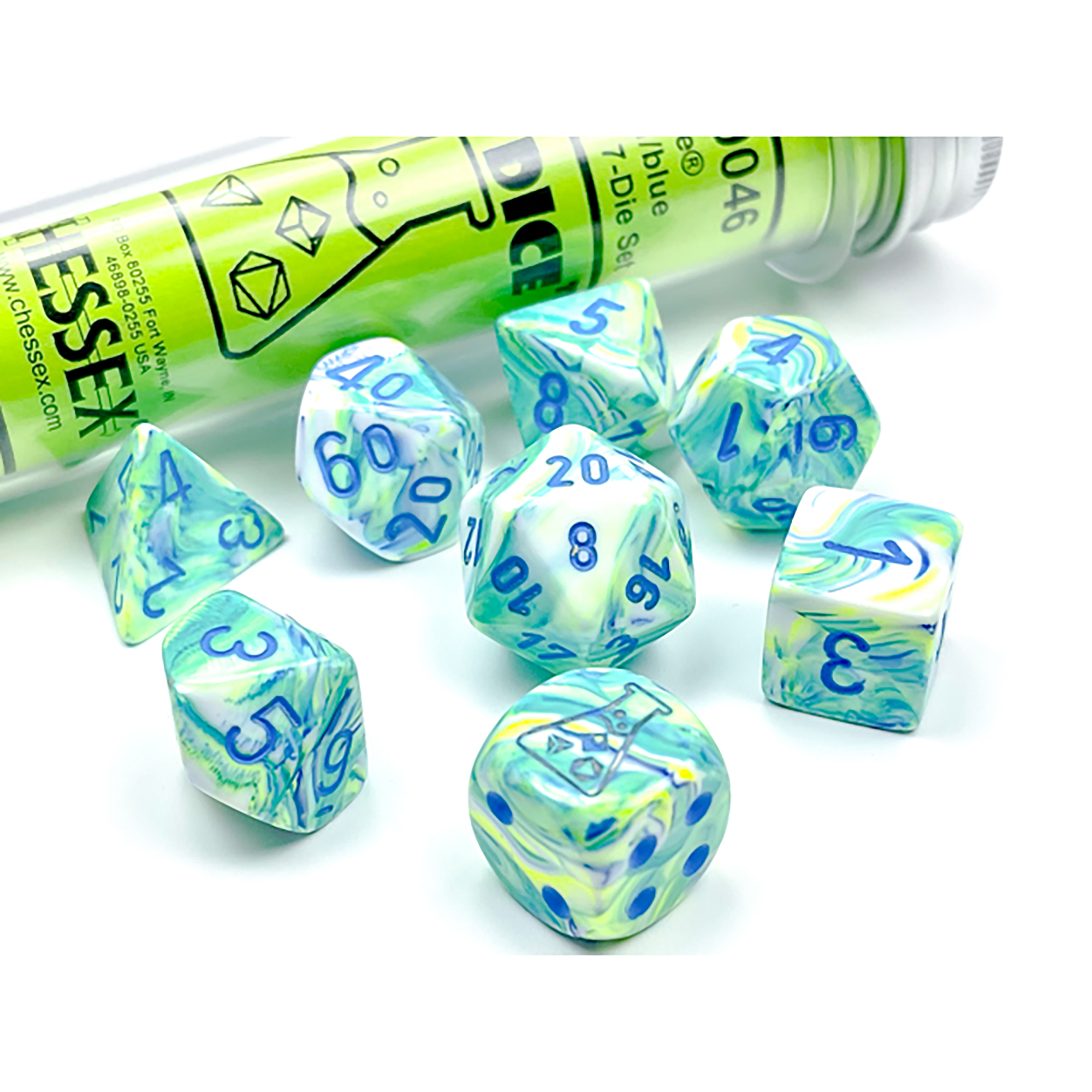 Lab Dice 5 - Festive Polyhedral Garden/blue