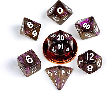 10mm Mini Polyhedral Dice set: Stardust Supervolcano