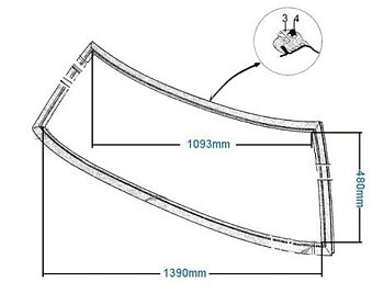 Kumilista etulasi (11mm lukkolistalle) - Taunus Mk1 Coupé