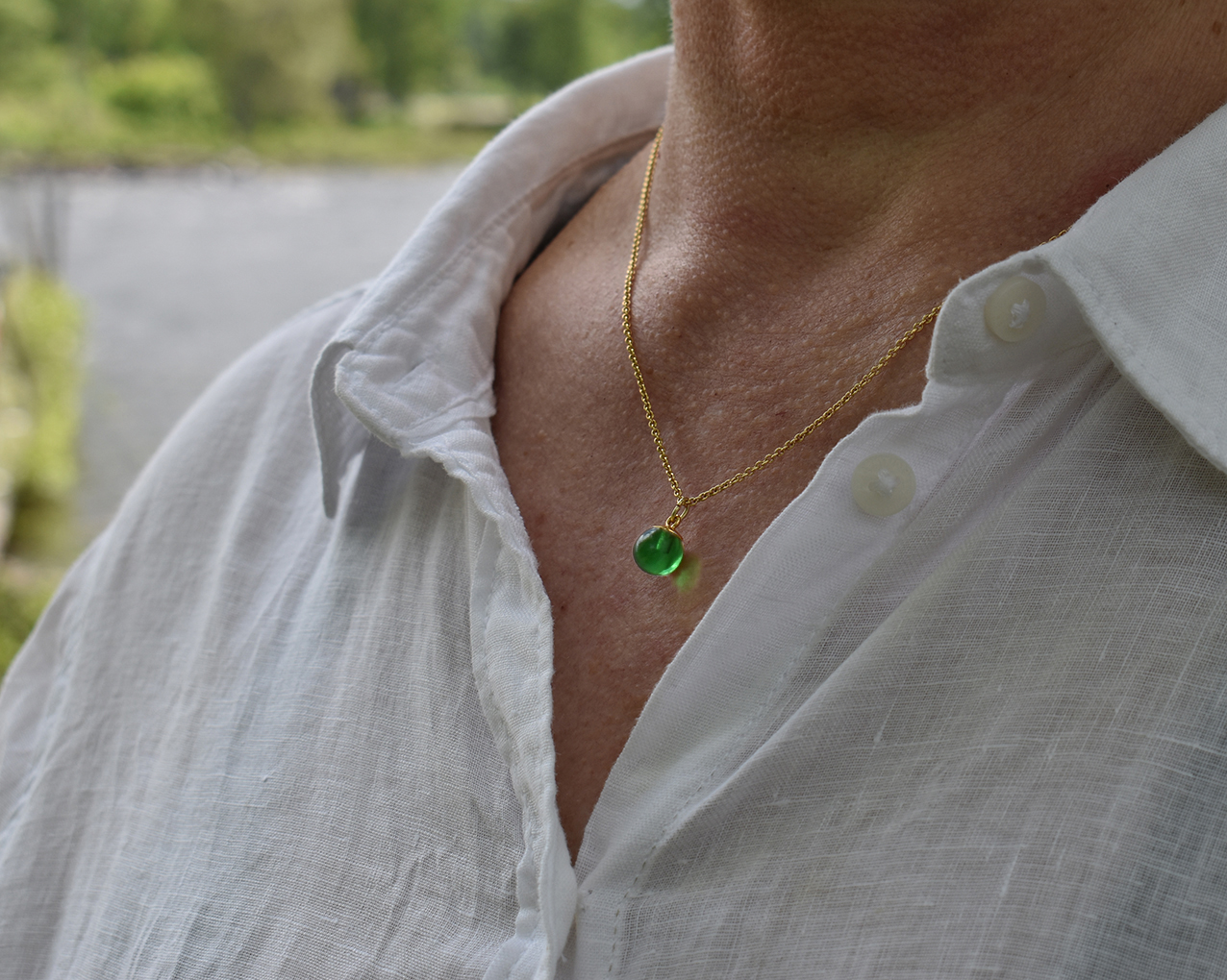 SVALÖ GRAN - halsband i grönt  guldpläterat - 2
