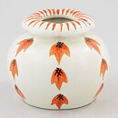 Wilhelm Kåge (1920s) White Swelling Vase with Red Flower Decor 9 cm 