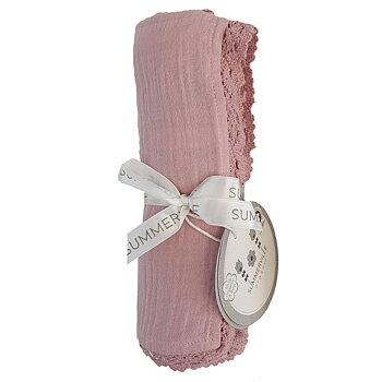 Ekologisk Babyfilt Krinklad Lace Pale Mauve - Babynord