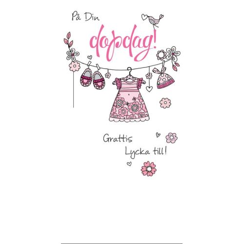 Dopkort Rosa Grattis Lycka Till - Spader
