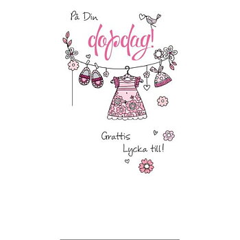 Dopkort Rosa Grattis Lycka Till - Spader