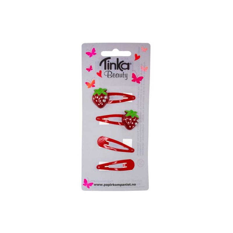 Hårspänne 4-pack, Jordgubbar - Tinka