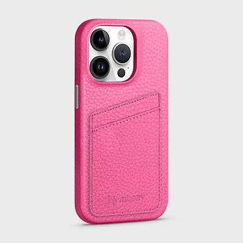 iPhone 14 Pro Läderskal med Kortficka - Cerise