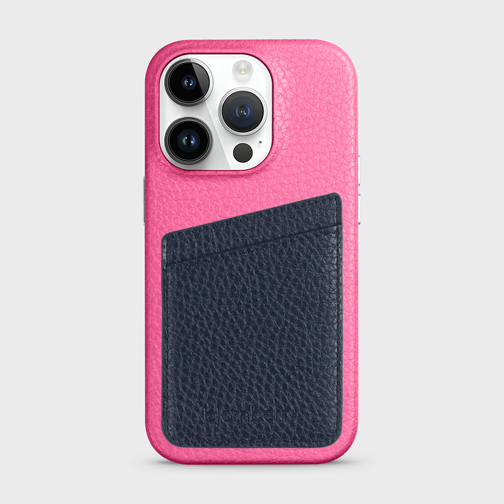 iPhone 14 Pro Leather Case with Card Holder - Magenta - 5