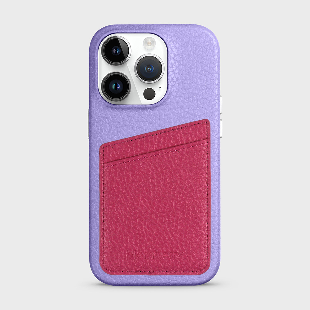 iPhone 14 Pro Leather Case with Card Holder - Lavender - 6
