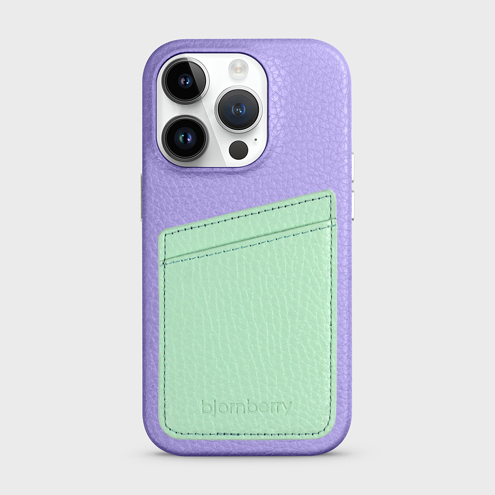 iPhone 14 Pro Leather Case with Card Holder - Lavender - 8