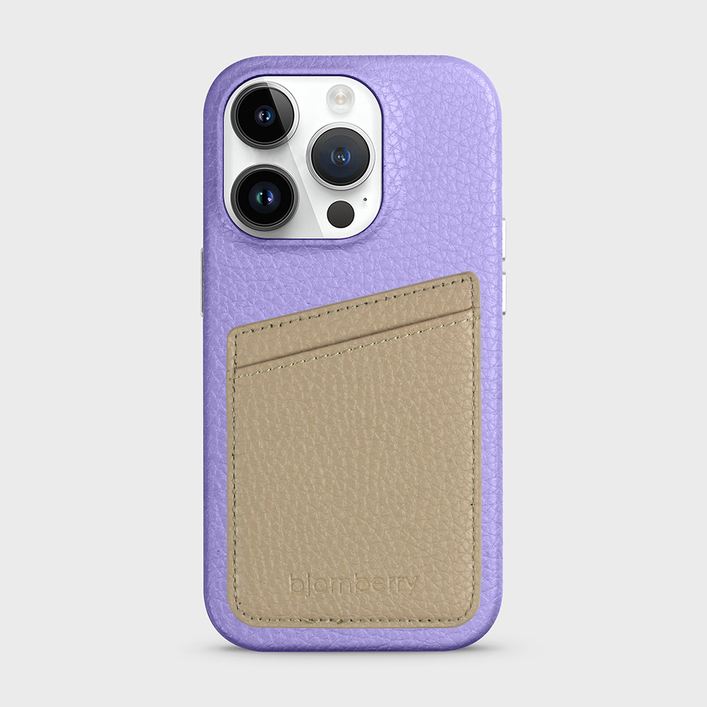 iPhone 14 Pro Leather Case with Card Holder - Lavender - 5
