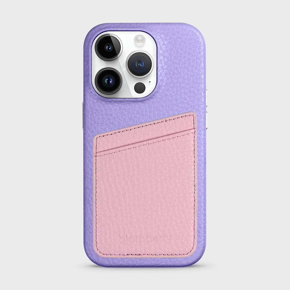 iPhone 14 Pro Leather Case with Card Holder - Lavender - 4