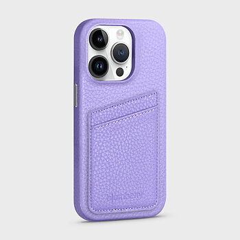 iPhone 14 Pro Läderskal med Kortficka - Lavendel