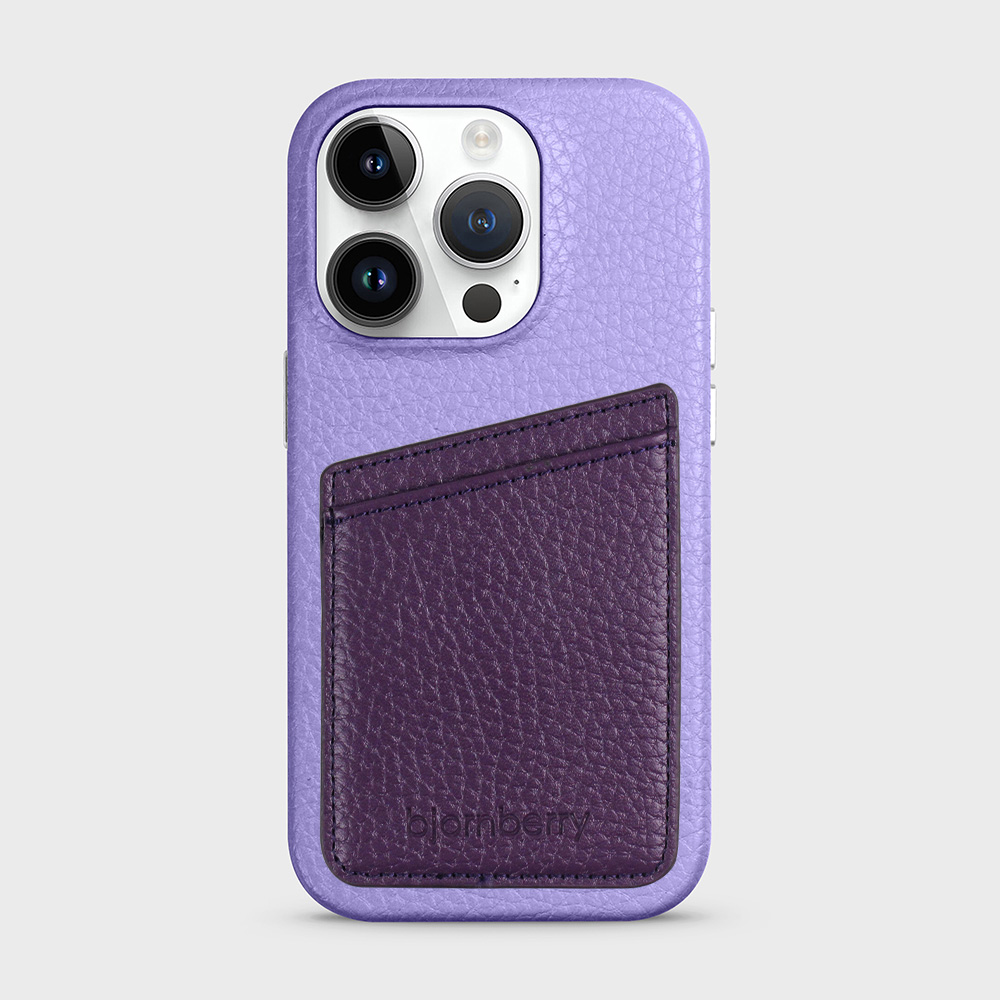 iPhone 14 Pro Leather Case with Card Holder - Lavender - 7