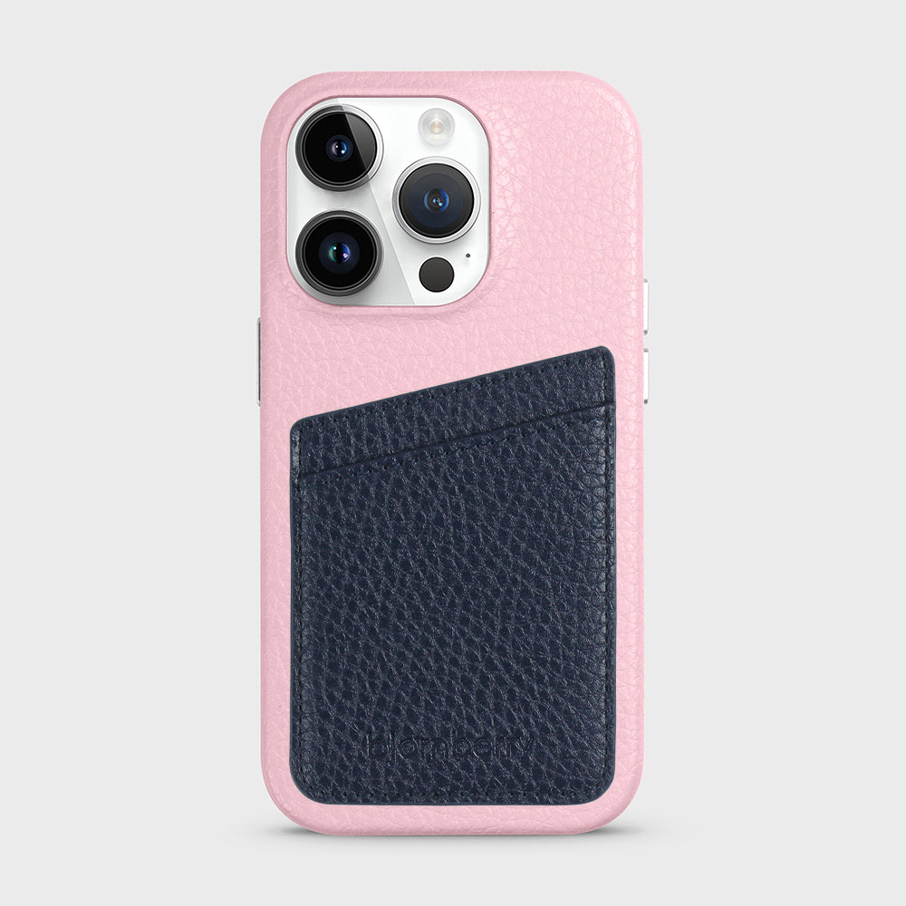 iPhone 14 Pro Leather Case with Card Holder - Pink - 8