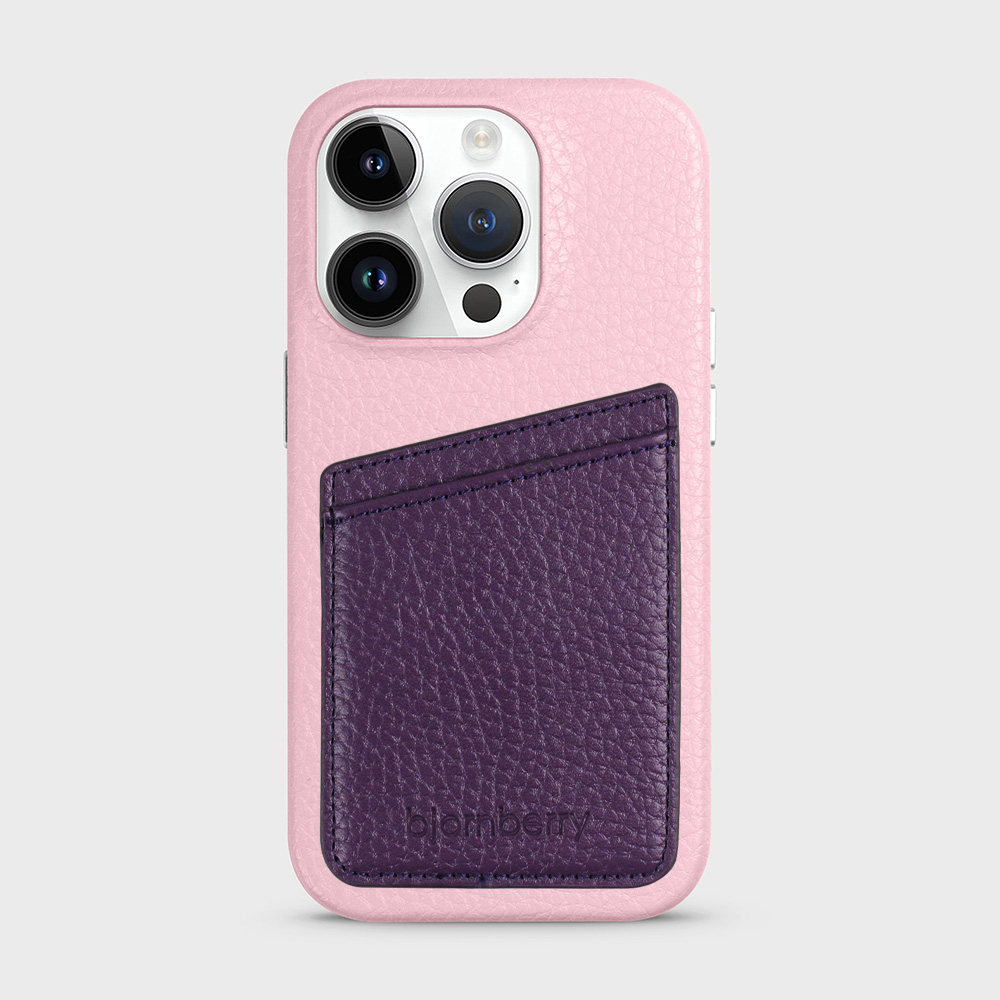 iPhone 14 Pro Leather Case with Card Holder - Pink - 6