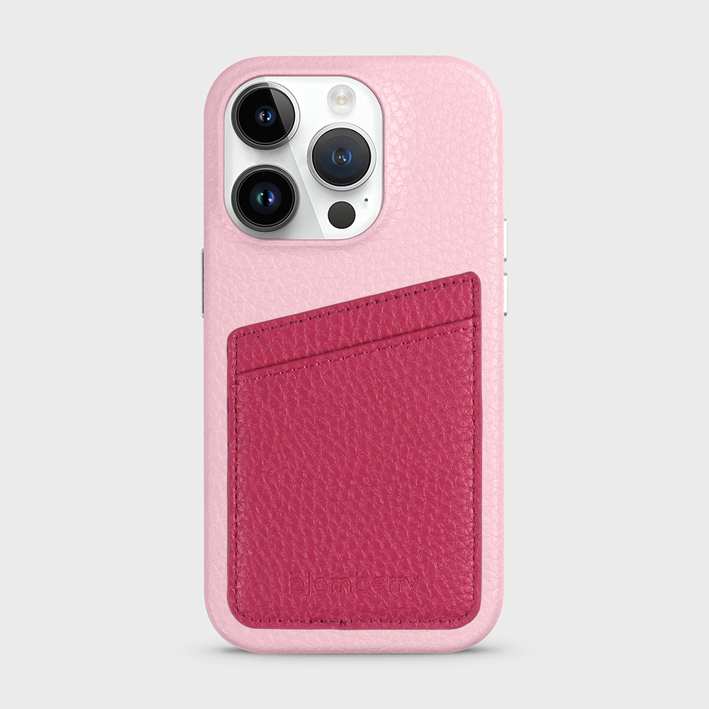 iPhone 14 Pro Leather Case with Card Holder - Pink - 4