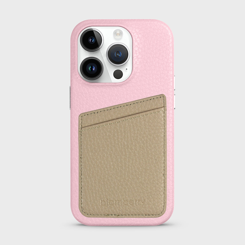 iPhone 14 Pro Leather Case with Card Holder - Pink - 3