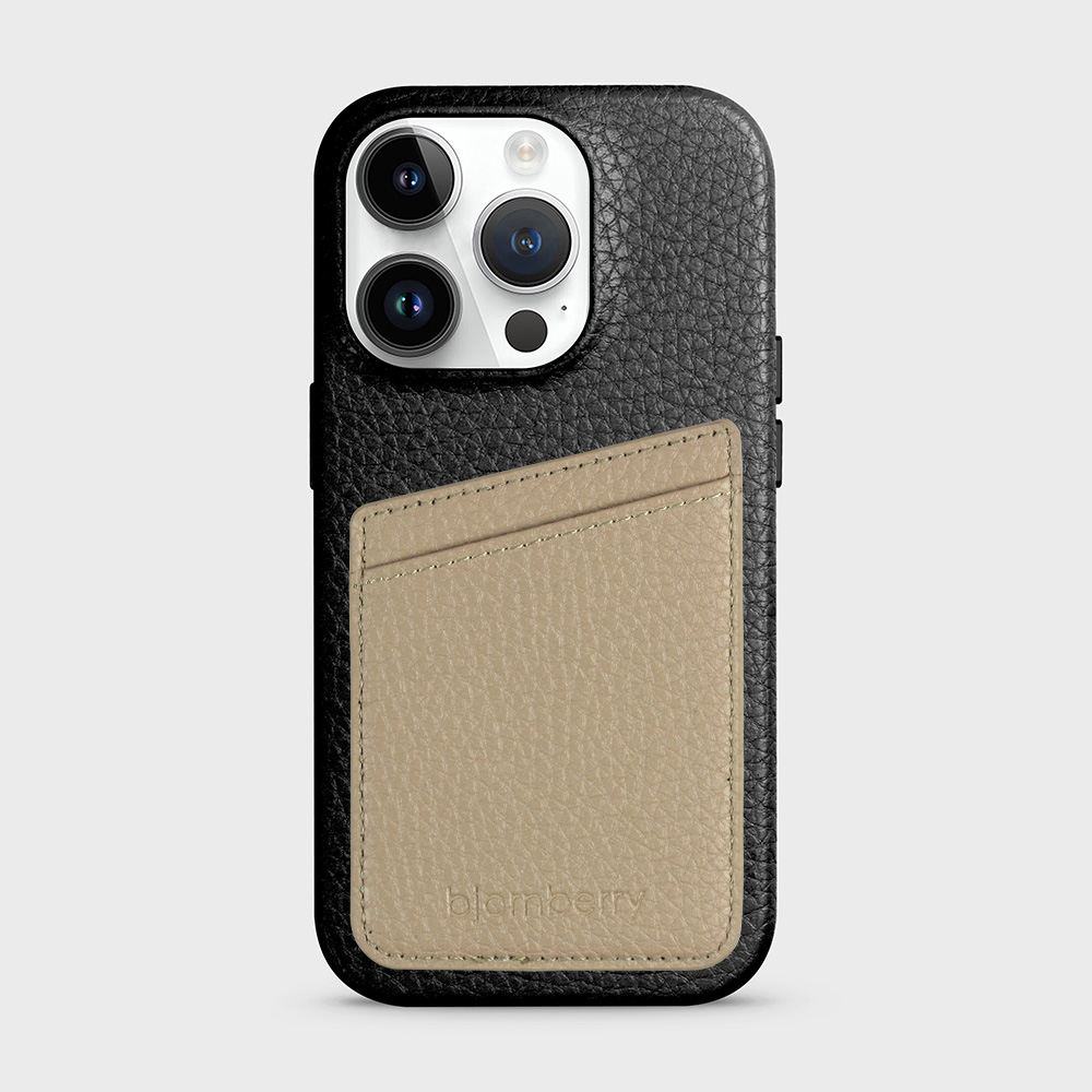 iPhone 14 Pro Leather Case with Card Holder - Black - 7