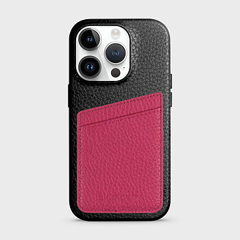iPhone 14 Pro Leather Case with Card Holder - Black