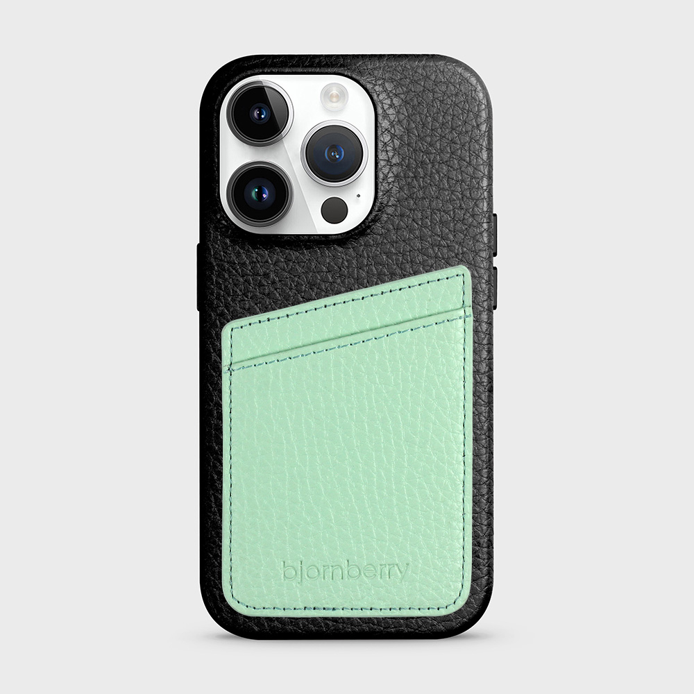 iPhone 14 Pro Leather Case with Card Holder - Black - 4