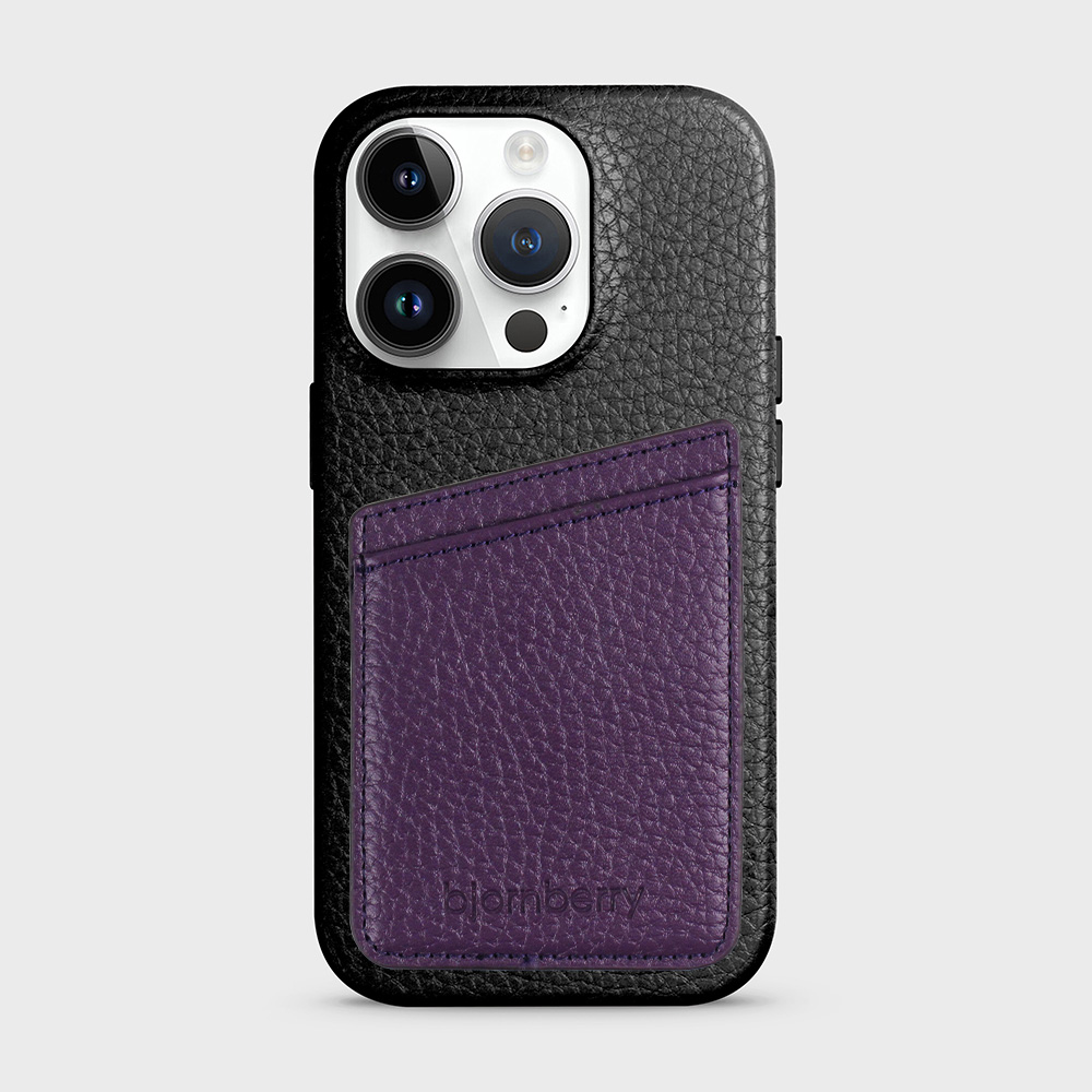 iPhone 14 Pro Leather Case with Card Holder - Black - 3