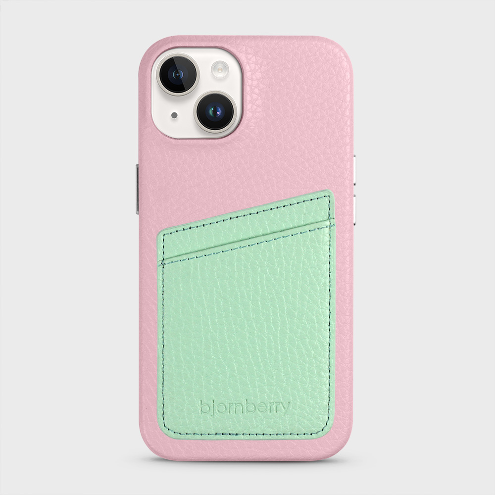 iPhone 14 Leather Case with Card Holder - Pink - 3