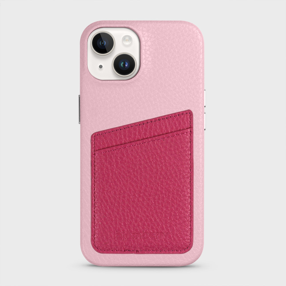 iPhone 14 Leather Case with Card Holder - Pink - 7
