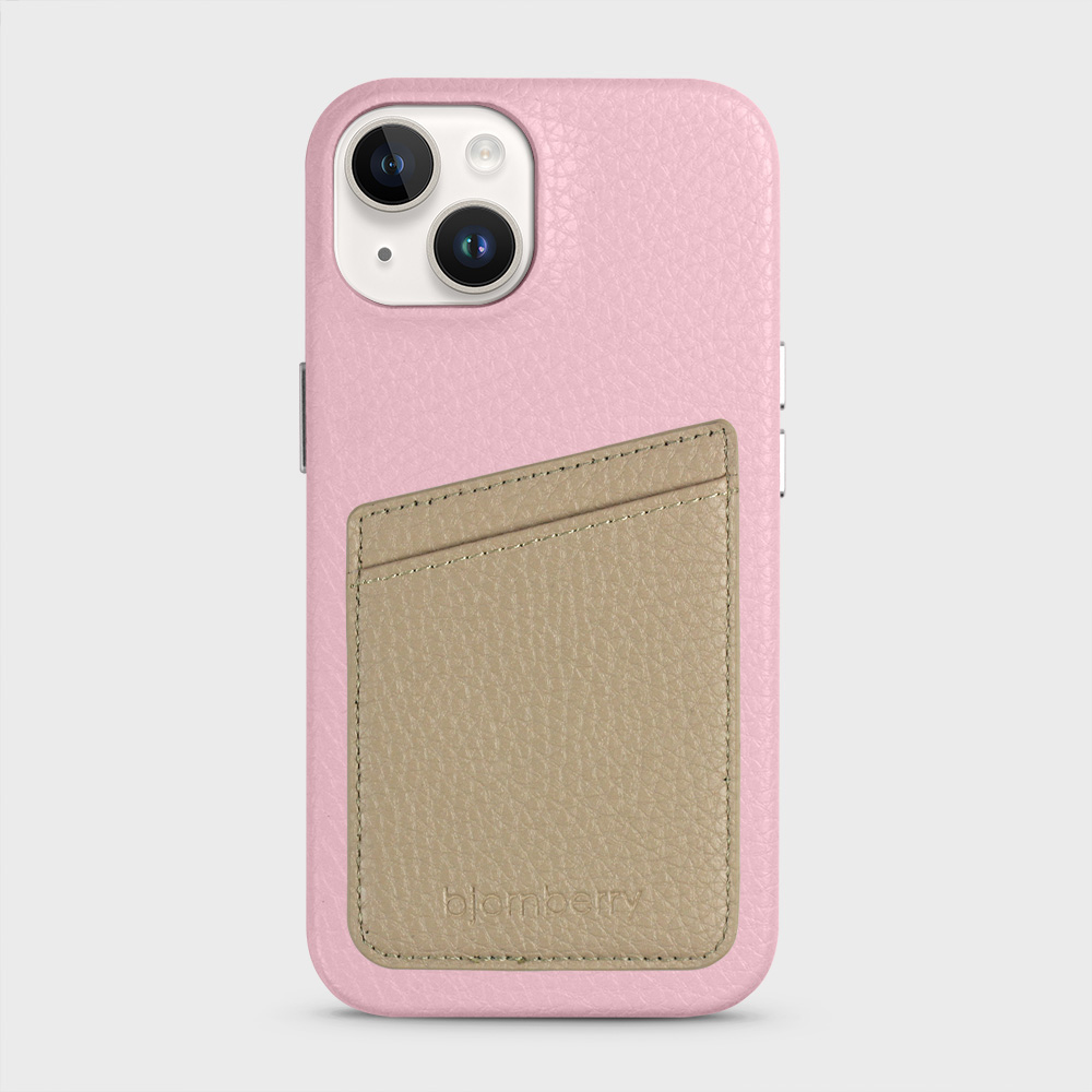 iPhone 14 Leather Case with Card Holder - Pink - 6