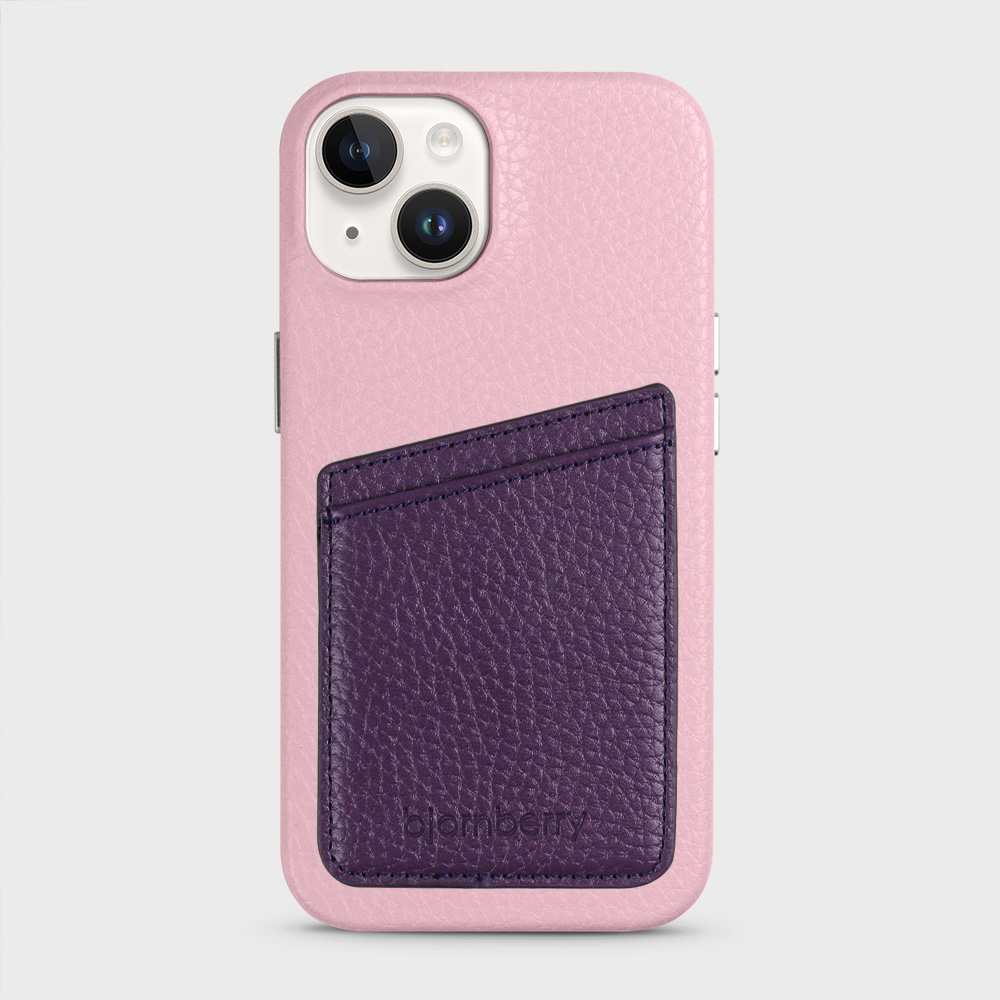 iPhone 14 Leather Case with Card Holder - Pink - 2