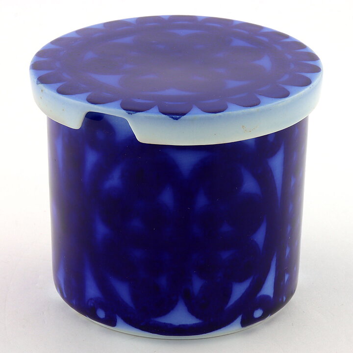 Stig Lindberg (Blå Husar 1968) Jar with Blue Geometric Decor 9 cm