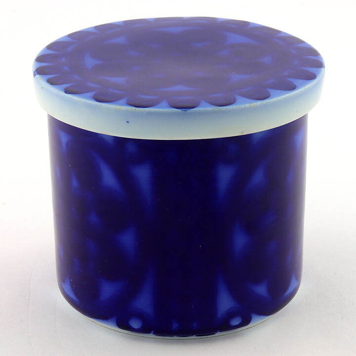 Stig Lindberg (Blå Husar 1968) Jar with Blue Geometric Decor 9 cm
