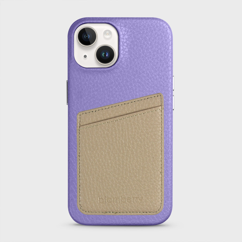 iPhone 14 Leather Case with Card Holder - Lavender - 6