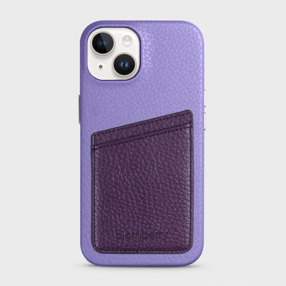 iPhone 14 Leather Case with Card Holder - Lavender - 3