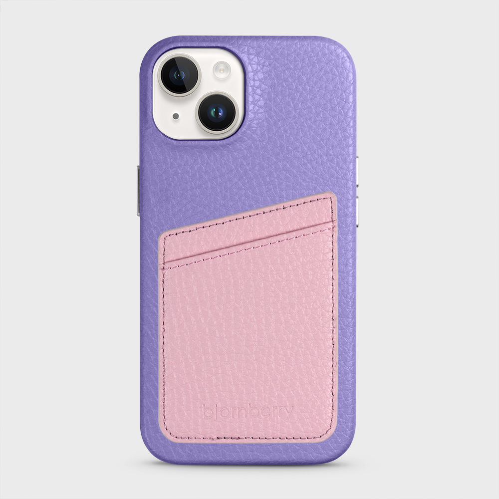 iPhone 14 Leather Case with Card Holder - Lavender - 2