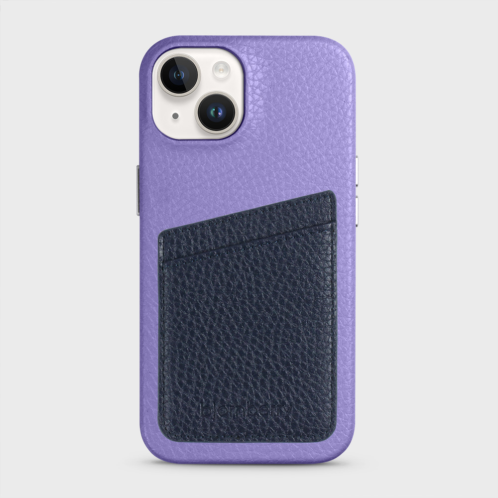iPhone 14 Leather Case with Card Holder - Lavender - 5