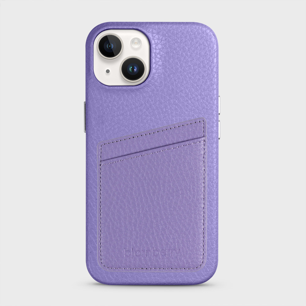 iPhone 14 Leather Case with Card Holder - Lavender - 7